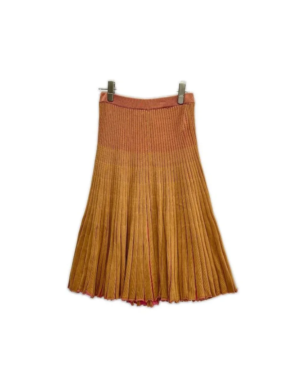 Gucci Lovelight Love Light Beige Pink Rayon Rib Knit Flare Midi Skirt XS